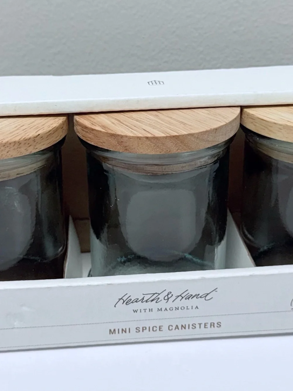 New! Set of 3 Recycled Glass Spice Containers - Hearth & Hand Magnolia